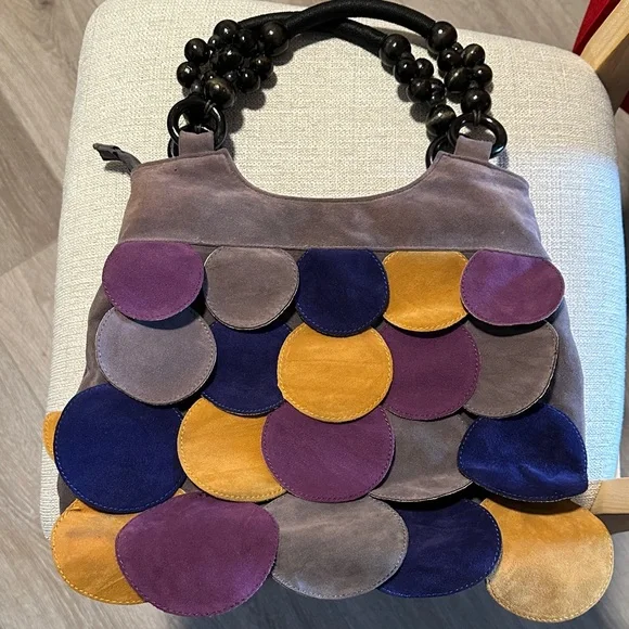 Elegant Multicolor Circle Pattern Shoulder Bag - Picture 1 of 2